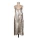 Club Monaco Casual Dress - Party V Neck Sleeveless: Silver Print Dresses - Women's Size 0