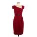 Single Dress Casual Dress - Sheath: Burgundy Solid Dresses - Women's Size Large