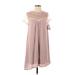 Xhilaration Casual Dress - Mini High Neck Short sleeves: Tan Solid Dresses - New - Women's Size Small