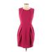 Karen Millen Cocktail Dress - Sheath Crew Neck Sleeveless: Burgundy Dresses - Women's Size 8