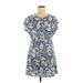 Casual Dress - A-Line Crew Neck Short sleeves: Blue Print Dresses - Women's Size X-Large