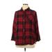 TWO by Vince Camuto Long Sleeve Button Down Shirt: Red Plaid Tops - Women's Size 1X