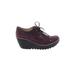 FLY London Wedges: Oxfords Platform Casual Burgundy Solid Shoes - Women's Size 37 - Round Toe