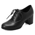 LIPIJIXI Women's Vintage Oxfords Wingtip Lace up Mid-Heel Brogue Pumps Shoes for Women Classic Chunky Block Heel Leather Dress Shoes Black Size 3