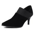 Lizoleor Work Stiletto Heels Women Pointed Toe Ankle Boots Elastic Slip On Winter Elegant Work Booties Evening Dress Black Size 4.5 UK/38