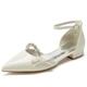 VACSAX Patent Leather Flats for Women Pointed Toe Comfortable Ankle Strap Black Flats for Women Casual Dress Wedding Flats Shoes,Beige,4 UK