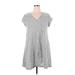 Gap Casual Dress - Mini V-Neck Short sleeves: Gray Dresses - Women's Size X-Large