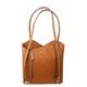 Ostrich Style Italian Leather Convertible Handbag Genuine Leather Backpack Classic Shoulder Bag Elegant Women's Multi-wear Bag (Tan)