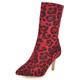 Lizoleor Women Mid Calf Pointed Toe Side Zip Leopard Booties Evening Party Fashion Stiletto High Heels Short Boots Dress Red Size 5 UK/39