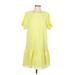 Corey Lynn Calter Casual Dress - Mini Crew Neck Short sleeves: Yellow Dresses - Women's Size Large