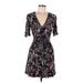 Jessica Simpson Casual Dress - Wrap: Black Floral Dresses - Women's Size Medium