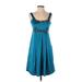 Calvin Klein Cocktail Dress - Party Scoop Neck Sleeveless: Teal Solid Dresses - Women's Size 2