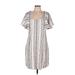 Akemi + Kin Casual Dress - Shift Square Short sleeves: Ivory Print Dresses - Women's Size Medium