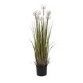 artplants.de Artificial Grass with dandelions ISABEL, white, 3ft/105cm - Artificial green plant/Grass foliage