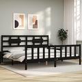 Lechnical Bed Frame with Headboard Black 6FT Super King Size Solid Wood,Furniture,Beds & Accessories,Beds & Bed Frames