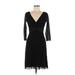 Weston Wear Casual Dress - Party V-Neck 3/4 sleeves: Black Print Dresses - Women's Size Medium