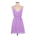 Forever 21 Casual Dress - Mini V-Neck Sleeveless: Purple Solid Dresses - Women's Size X-Small