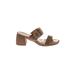 Oasis Society Heels: Slide Stacked Heel Boho Chic Tan Print Shoes - Women's Size 7 1/2 - Open Toe