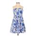 H&M Casual Dress - Mini Open Neckline Sleeveless: Blue Floral Dresses - Women's Size 6