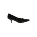 Prada Heels: Slip-on Kitten Heel Work Black Print Shoes - Women's Size 35.5 - Pointed Toe