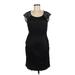 Nicole by Nicole Miller Casual Dress - Party Scoop Neck Short sleeves: Black Solid Dresses - Women's Size 8