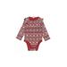 Old Navy Long Sleeve Onesie: Red Fair Isle Bottoms - Size 12-18 Month