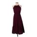 Banana Republic Casual Dress Halter Sleeveless: Burgundy Print Dresses - Women's Size X-Small