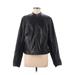 Apt. 9 Faux Leather Jacket: Short Black Print Jackets & Outerwear - Women's Size Medium