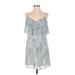 Tart Casual Dress - Mini V Neck Sleeveless: Blue Stripes Dresses - Women's Size X-Small