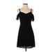 Express Casual Dress - Mini Cold Shoulder Short sleeves: Black Print Dresses - Women's Size 2