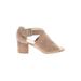 Nine West Heels: Tan Print Shoes - Women's Size 9 - Open Toe