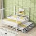 Queen Canopy Bed with Twin Trundle & 3 Storage Drawers, Metal Platform Bed Frame w/Headboard & Slat Support,No Box Spring Needed