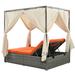 Sleeper Daybed Adjustable Sun Bed Sofa w/ Curtain,High Comfort, Orange