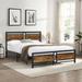 Noise-Free Metal Platform Bed Frame with Wood Headboard and Footboard, Heavy Duty Foundation Metal Steel Slat Support