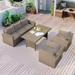 4 Pieces Outdoor Patio Set, Wicker Conversation Sets, Rattan Sectional Couch Sofa with Coffee Table and Cushion for Lawn, Gray