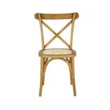 Colmar Classic Traditional X-Back Wood Rattan Dining Chair, Natural (Set of 2) by JONATHAN Y
