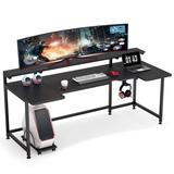74.8 Inch Gaming Desk, Extra Long U Shaped Computer Desk with Monitor Stand Shelf & CPU Stand, Black Gamer Desk for Home Office