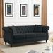 Velvet Chesterfield Sofa with Rolled Arms, Deep Button Tufted Sofa with Nailhead Decorative Armrests & Pillows for Living Room