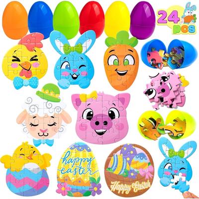 24Pcs Easter Egg Jigsaw Puzzles with Toys