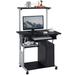 3 Tier Computer Desk with Printer Shelf and Keyboard Tray, Home Office Desk Computer Workstation Rolling Study PC Laptop Table