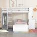 Twin Size Loft Bed with Platform Down Bed, Wardrobe, Desk and Shelves