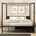 Queen Metal Canopy Platform Bed with Twin Trundle & 3 Drawers, Black