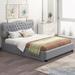 Red Barrel Studio® Lygia Vegan Leather Platform Storage Bed w/ 4 Drawers Metal in Gray | 42.9 H x 64.5 W x 86 D in | Wayfair