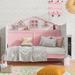 Harper Orchard Ziggy Murphy Storage Bed Wood in Brown/Pink/White | 61.02 H x 46.3 W x 83.6 D in | Wayfair 9F1740950DED457582CD804718D16B70