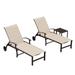 Red Barrel Studio® Patio Chaise Lounge Set Outdoor Beach Pool Sunbathing Lawn Lounger Recliner Outside Tanning Chairs w/ Arm For All Weather Side Table Metal | Wayfair