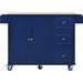 Red Barrel Studio® Beauvue Rolling Kitchen Island w/ Solid Wood Top Wood in Blue | 36.81 H x 52.76 W x 29.5 D in | Wayfair