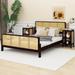 Bay Isle Home™ Postfield 3 Pieces Rattan Platform Full Size Bed w/ 2 Nightstands Wood in Brown | 33.5 H x 54.3 W x 79.1 D in | Wayfair