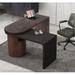 Latitude Run® Modern L Shaped Desk In Walnut w/ 1 Cabinet & Open Storage Wood in Brown | 29.25 H x 88.89 W x 23.46 D in | Wayfair
