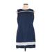 Donna Ricco Casual Dress - Mini Crew Neck Sleeveless: Blue Color Block Dresses - Women's Size 16