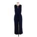 Lauren by Ralph Lauren Jumpsuit Crew Neck Sleeveless: Blue Solid Jumpsuits - Women's Size 10